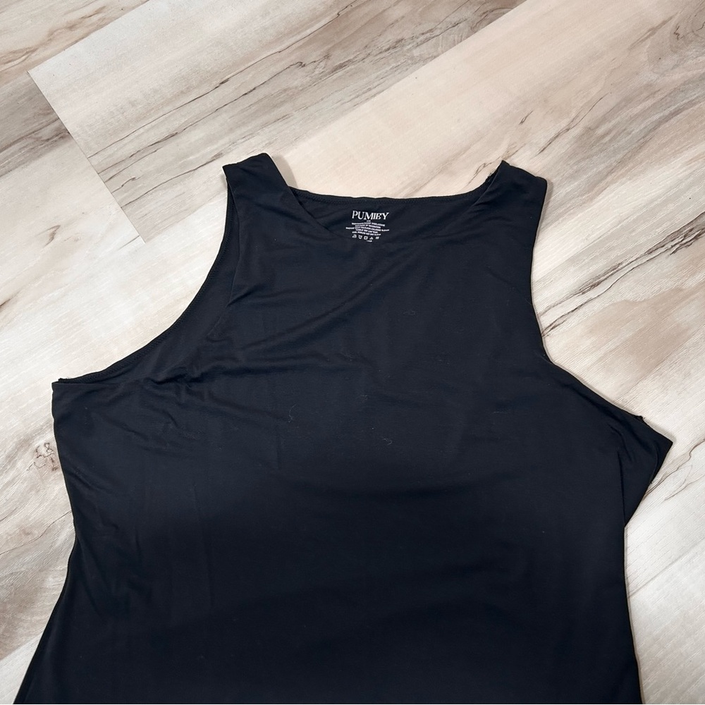 PUMIEY Women’s Black High Neck Sleeveless Bodysuit 2XL Stretch Thong Capsule - Picture 3 of 9